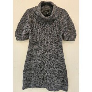 SWEATER PROJECT Sweater Dress Black Gray Short Sleeve Cowl Neck Women XL